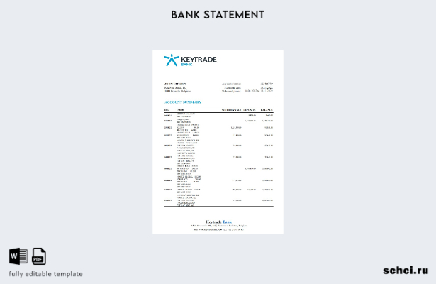 цифровая загрузка шаблона Excel выписки из банка Keytrade в Бельгии