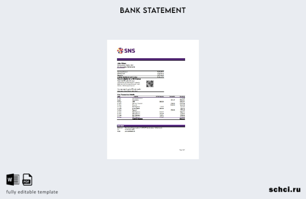 цифровая загрузка шаблона Excel выписки из банка SNS в Нидерландах