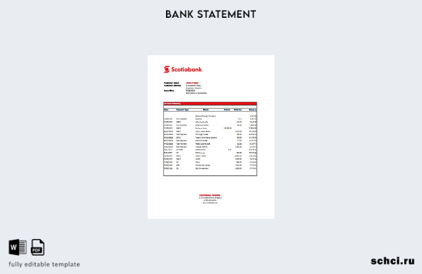 цифровая загрузка шаблона Excel выписки из банка Scotiabank на Ямайке