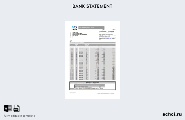 цифровая загрузка шаблона Excel выписки по счету банка UCPB на Филиппинах