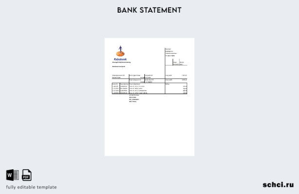 цифровая загрузка шаблона Excel выписки Rabobank в Нидерландах