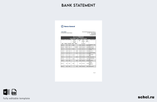 цифровая загрузка шаблона Excel общей банковской выписки Panama Banco