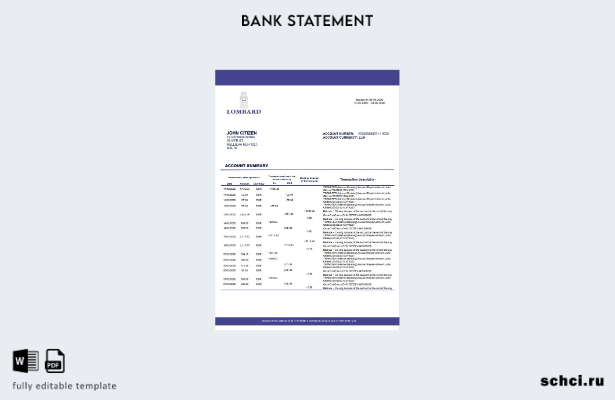 цифровая загрузка Malta Lombard Bank Malta p.l.c. Шаблон слова банковской выписк