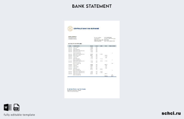цифровая загрузка Suriname Centrale Bank Van Суринам, шаблон слова выписки из ба