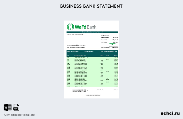 Загрузка в цифровом формате Выписка по текущему счету банка Washington Federal I