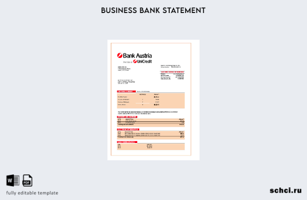 скачать цифровую версию заявления об организации Bank Austria в формате Word и P