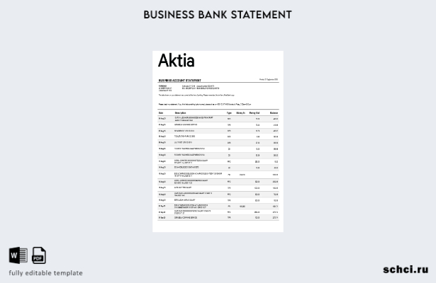 цифровая загрузка Актиа Банк выписка со счета коммерческой фирмы Word snd шаблон