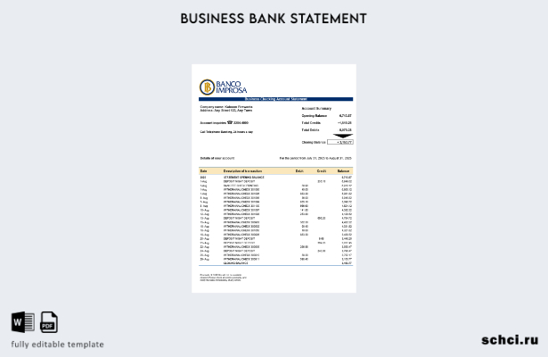 цифровая загрузка Коста риканский Banco Improsa выписка со счета банковской фирм
