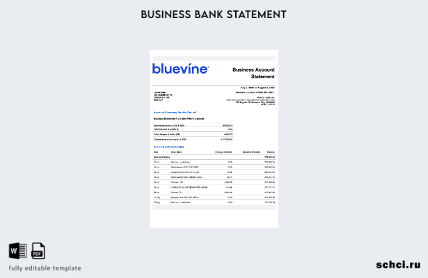 цифровая загрузка США Калифорния BlueVine выписка по текущему счету бизнеса Шабл