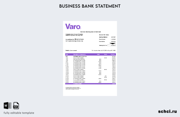 цифровая загрузка США, Калифорния, организация Varo, выписка по текущему счету,