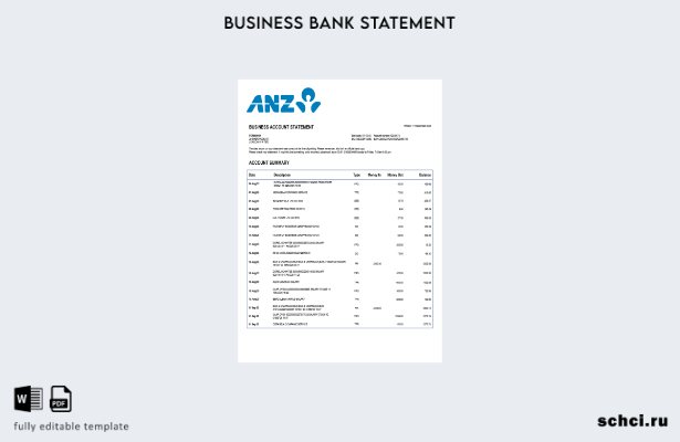 цифровая загрузка Сидней, ANZ, заявление о деловой фирме, шаблон в формате Word