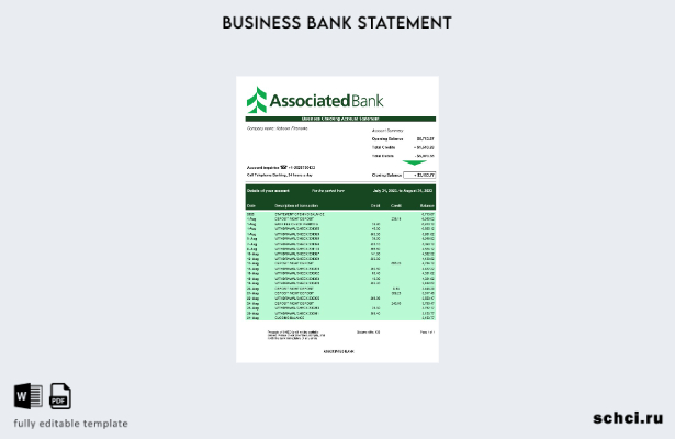 цифровая загрузка бизнес отчета Associated Bank, шаблон Word и PDF