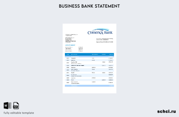 цифровая загрузка бизнес отчета Comerica Bank в формате Word и PDF шаблона