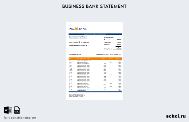 цифровая загрузка выписки по корпоративному счету итальянского банка ING в форма