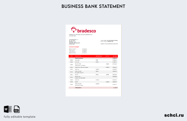 цифровая загрузка выписки по корпоративному счету Bradesco Bank Шаблон в формате