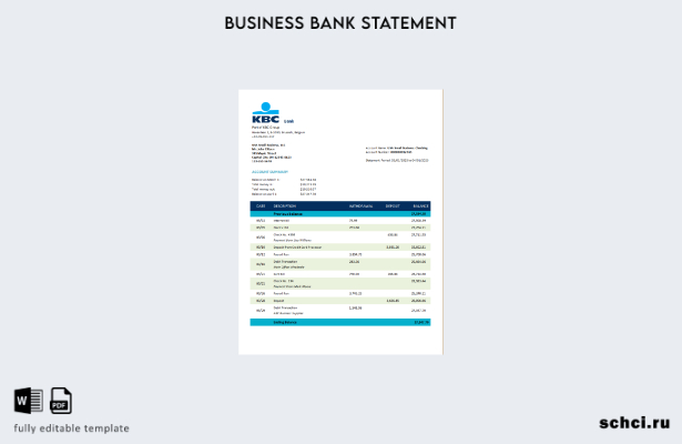 цифровая загрузка выписки по корпоративному счету KBC Bank Шаблон в формате Word