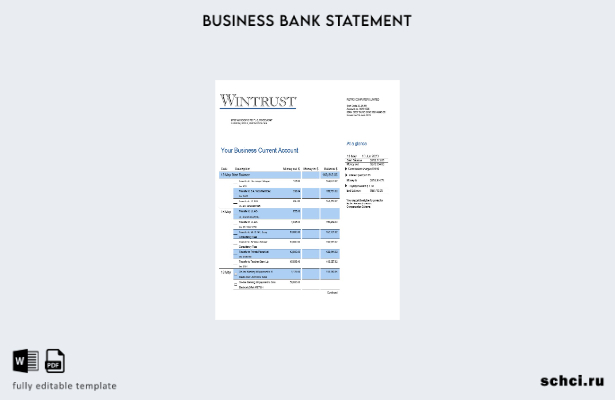цифровая загрузка выписки по корпоративному счету Wintrust Financial Bank Шаблон