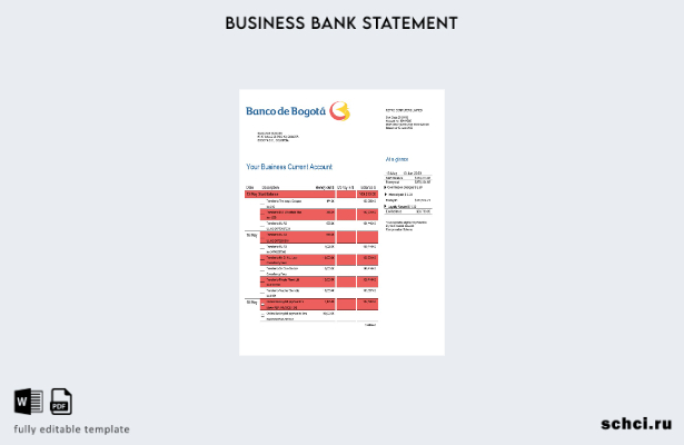 цифровая загрузка выписки по счету предприятия Banco de Bogotá Шаблон в формате