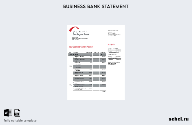 цифровая загрузка выписки по счету предприятия Boubyan Bank Шаблон в формате Wor