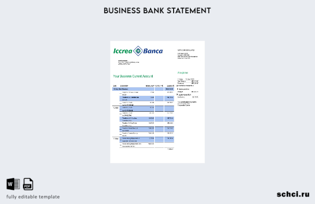 цифровая загрузка выписки по счету предприятия Iccrea Banca в формате Word и PDF
