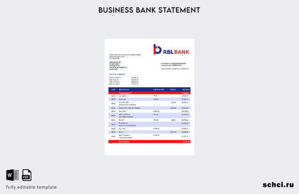 цифровая загрузка выписки по счету предприятия RBL Bank Шаблон в формате Word и
