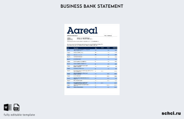 цифровая загрузка выписки по счету фирмы Aareal Bank Шаблон в формате Word и PDF