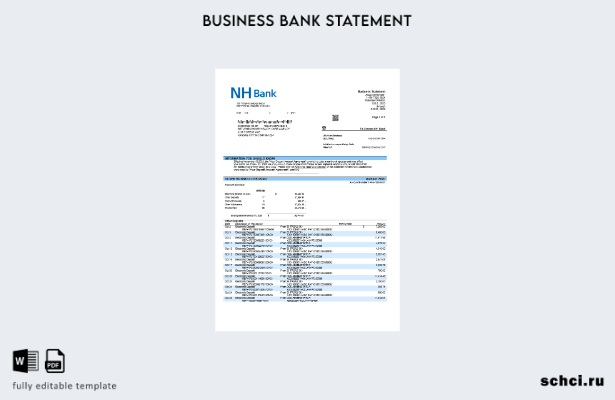 цифровая загрузка выписки по счету фирмы NH Bank Шаблон в формате Word и PDF