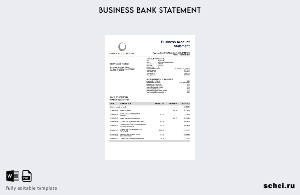 цифровая загрузка выписки по счету фирмы South African Imperial Bank в формате W