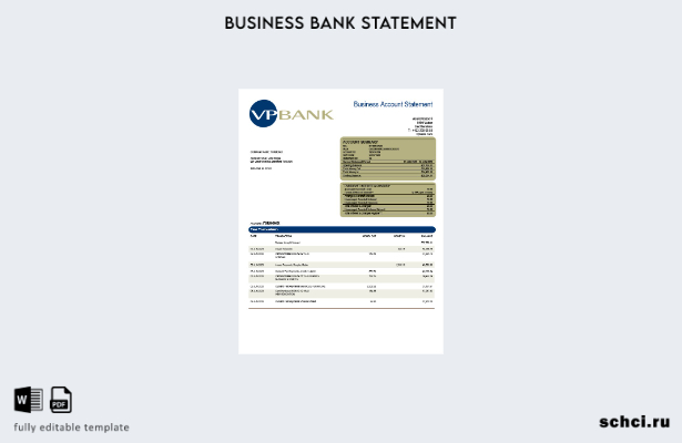 цифровая загрузка выписки по счету фирмы VP Bank Шаблон в формате Word и PDF