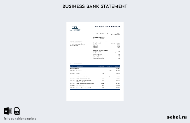 цифровая загрузка выписки по текущему счету компании Bank of the West в формате