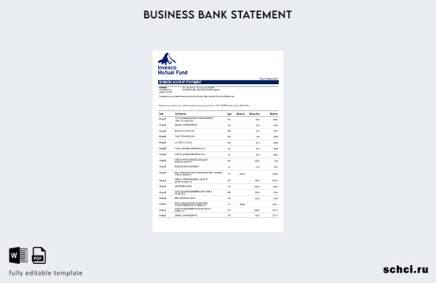 цифровая загрузка выписки по текущему счету компании Invesco Mutual Fund Шаблон