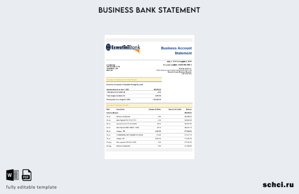 цифровая загрузка выписки по текущему счету компании Swazibank Limited в формате