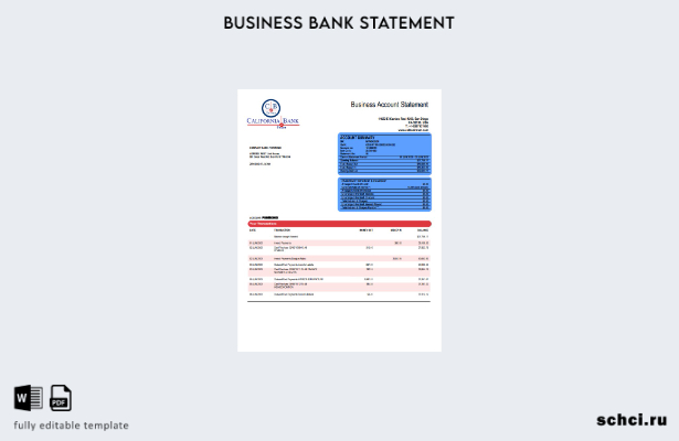 цифровая загрузка выписки по текущему счету организации California Bank & Trust