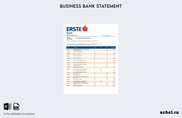 цифровая загрузка выписки по текущему счету фирмы Erste Bank Шаблон в формате Wo