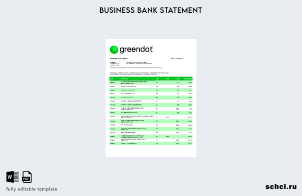 цифровая загрузка выписки по текущему счету Green Dot Bank в формате Word и PDF