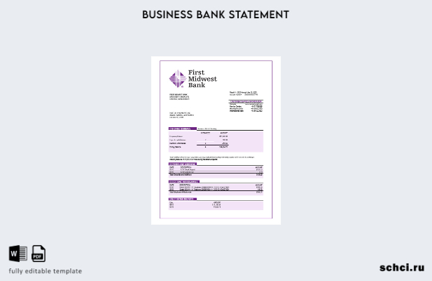 цифровая загрузка выписки со счета компании First Midwest Bank Шаблон в формате