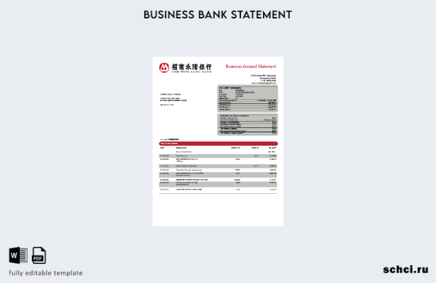 цифровая загрузка выписки со счета компании Wing Lung Bank Шаблон в формате Word
