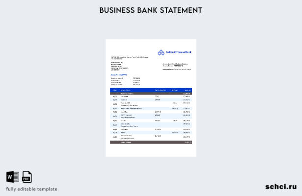 цифровая загрузка выписки со счета организации Indian Overseas Bank в формате Wo