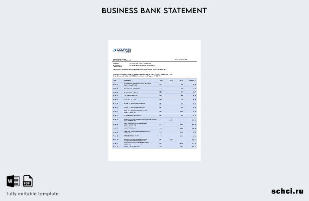 цифровая загрузка выписки со счета предприятия Compass Bank Шаблон в формате Wor
