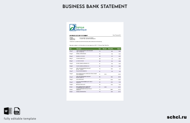 цифровая загрузка заявления о деловой фирме Banque Atlantique, шаблон в формате