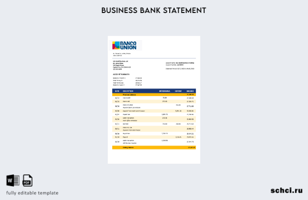 цифровая загрузка заявления о коммерческой фирме Banco Union Bank, шаблон в форм