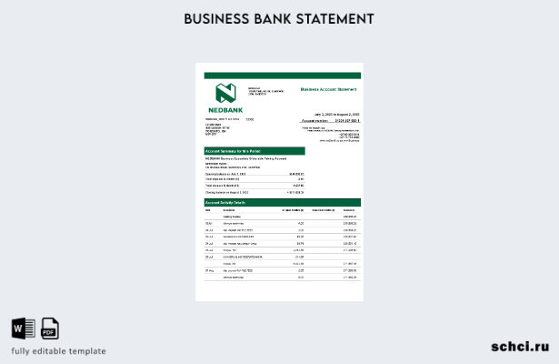 цифровая загрузка заявления фирмы Nedbank в формате Word и PDF шаблона