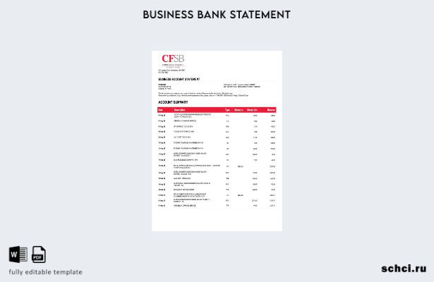 цифровая загрузка отчета о счете фирмы CFSB США, шаблон в формате Word и PDF