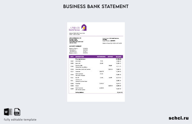 цифровая загрузка фирменного заявления Omani Bank Nizwa в формате Word и PDF шаб