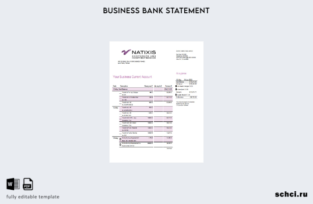 цифровая загрузка шаблона банковской выписки банка Natixis Algerie в формате Wor