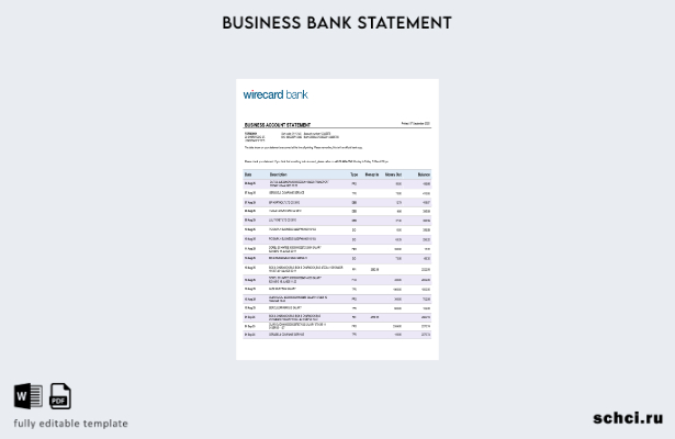 цифровая загрузка Aschheim Wirecard, банковская выписка по счету деловой фирмы,