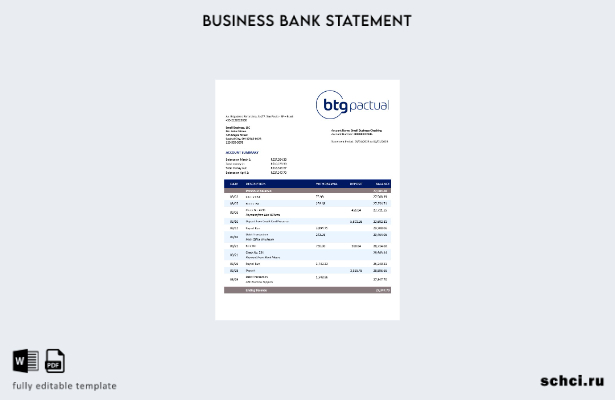 цифровая загрузка BTG Pactual Bank, выписка по текущему счету, шаблон в формате
