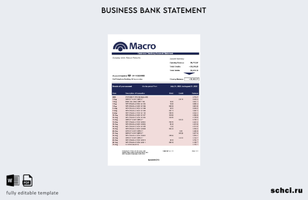 цифровая загрузка Banco Macro, выписка по текущему счету организации, шаблон Wor