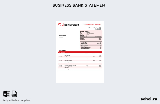 цифровая загрузка Bank Pekao S. Заявление о компании, шаблон в формате Word и PD