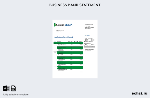 цифровая загрузка Garanti BBVA Bank выписка о предприятии в формате Word и PDF